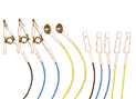 Zengar-Neuroptimal set has 3 flat earclips (2 blue, 1 black) and 2 yellow Cup scalp leads